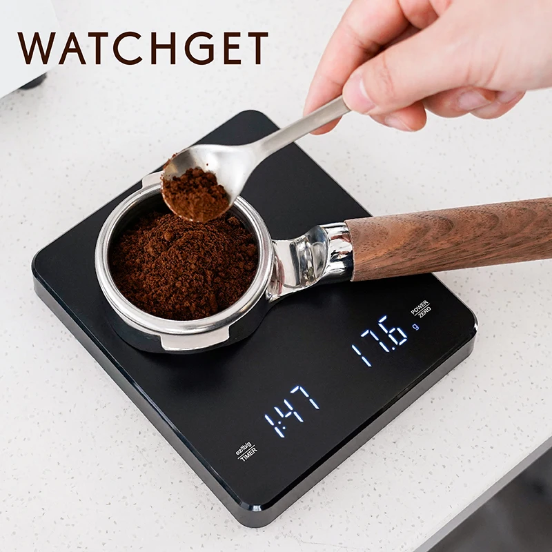 Watchget Bottomless Portafilter, nu Portafilter Fits, E61 cabeça do grupo, base plana, 2 orelha de aço inoxidável traseira e Walnut Handle, 58mm