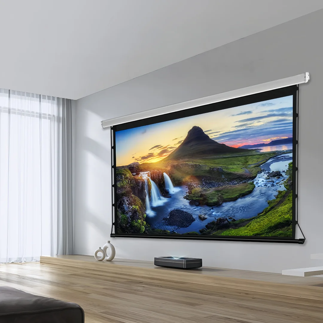 T Prism الضوء المحيط رفض شاشة الإسقاط 150 بوصة شاشة عرض بمحركات ALR CLR شاشة لجهاز عرض UST 4K