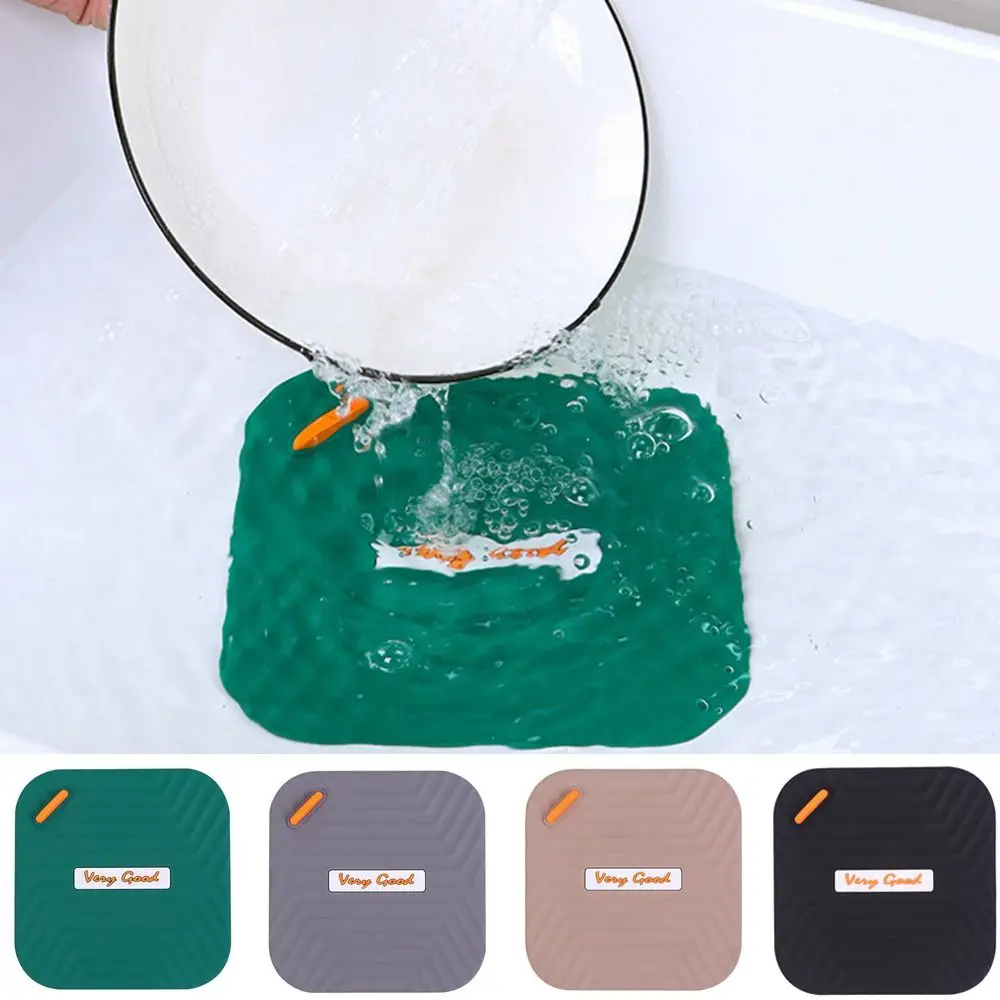 Hair Catcher Silicone Floor Drain Cover 15*15cm Square Shower Deodorant Pad Anti-Clogging Insect-proof Water Stopper Bathroom