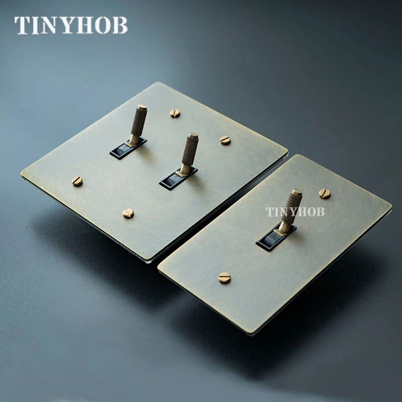 Bronze Brass Panel USA American Standard Toggle Pull Switch LED Dimmer Hotel Home Bedside Lamp Controller GFCI USB Type-C