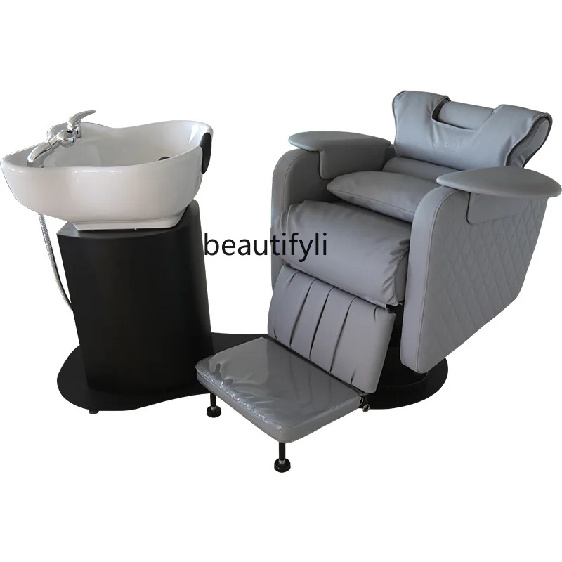 High-End Barber Shop Electric Shampoo Chair Rotating Sitting Semi-Full Lying Flushing Bed