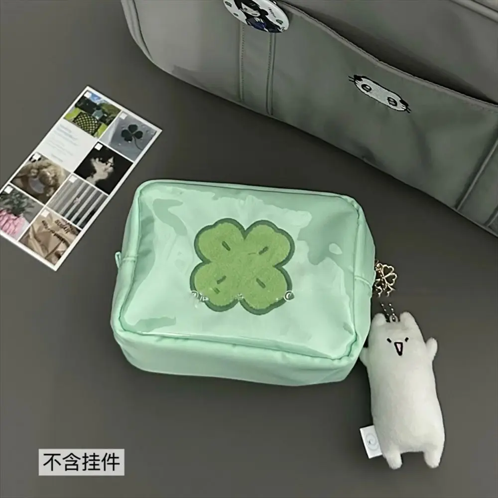 Lucky Girl Portable Clover Square Bag Versatile Change Makeup Bag Casual Outing Storage Small Bag korean stationery pencil cases