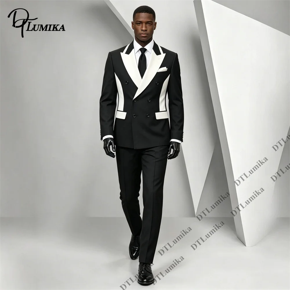 Geometric Color Block Men Suit 2 Piece Blazer Pants Formal Pageant Prom Party Tuxedo Customized Wedding Groom Suits XXS-7XL