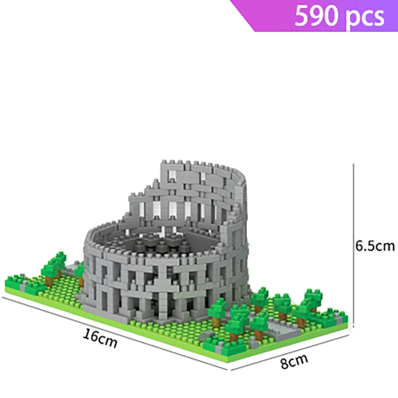 Mini Architecture Blocks Pyramid Model Building Kits Leaning Pisa Eiffel Tower Big Ben Micro Bricks Expert Sets Rome Colosseo