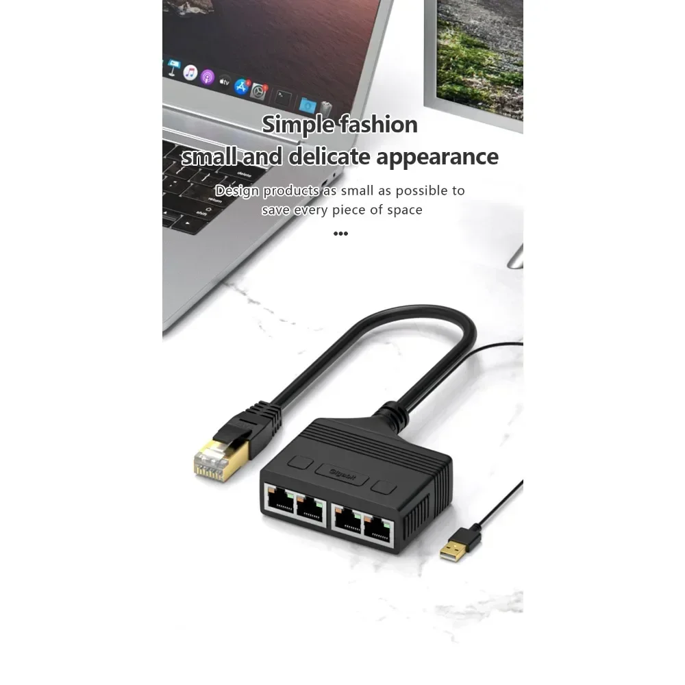 RJ45 Splitter 1 to 4 Ethernet Adapter Internet Network Cable Extender RJ45 Connector Coupler for PC Laptop TV Box Router