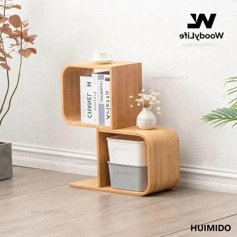 Bamboo Bookshelf Large Capacity Vertical Multilayer Bookcase Simple Creativity Wooden Storage Cabinet Shelf Book Shelf