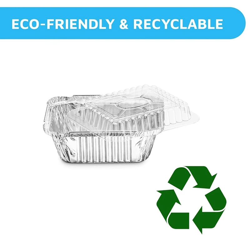 Disposable Takeaway Pan With Transparent Lid, Rectangular Aluminum Foil Tray, Tightly Sealed, 410Ml Capacity