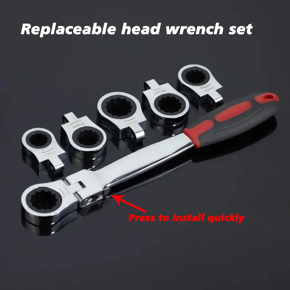

With storage box Quick Ratchet Wrench Set, Chrome Vanadium Steel, Interchangeable Heads, Box End Wrench, Industrial Use