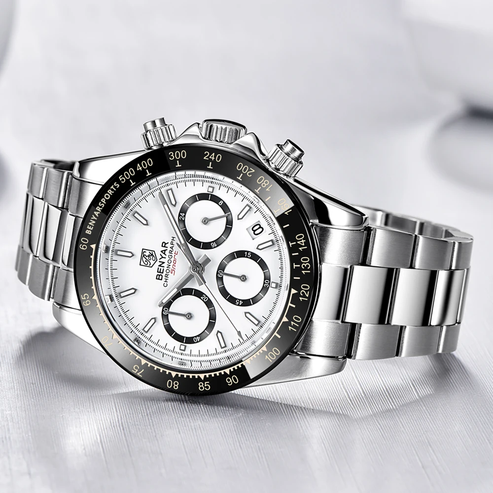 2026 BENYAR New Watches Men Luxury Brand Chronograph Male Sport Waterproof Clock Stainless Steel Men Quartz Watch Relojes Hombre