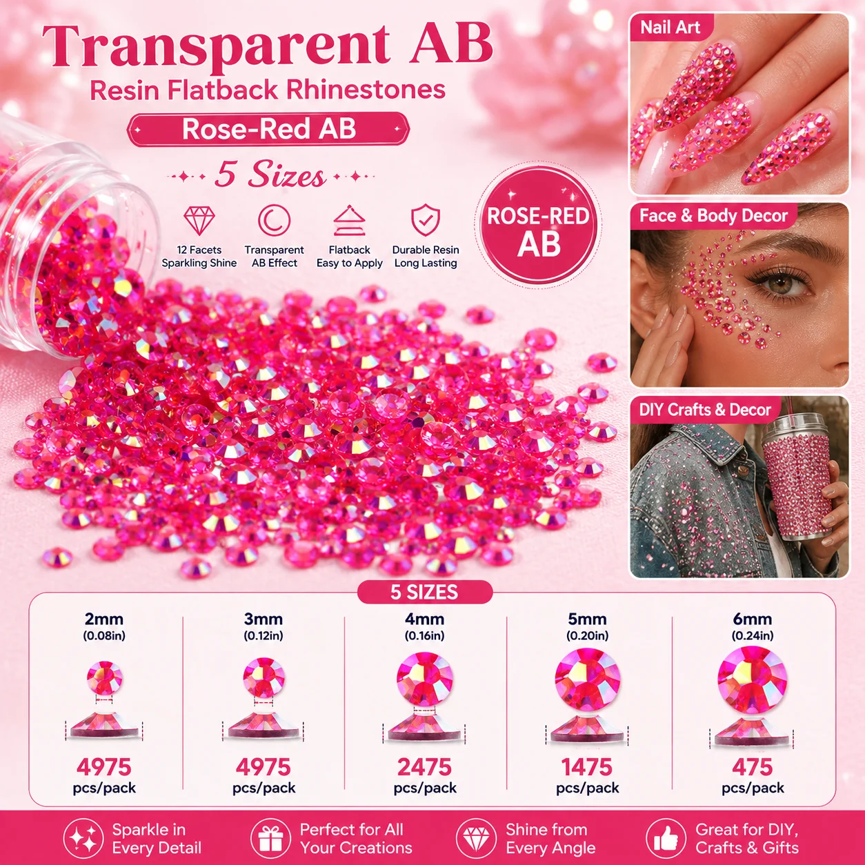 2-6mm Resin Flatback Strass Ch - Resin Art Rose recensie en prijs