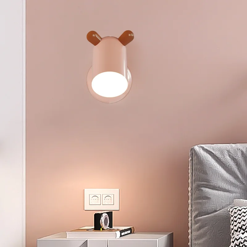 Lámparas de pared para habitación de niños, Color crema, cachorro rosa, lindo, cálido, habitación de bebé, habitación de princesa, dormitorio de niño y niña, luces de pared de cabecera