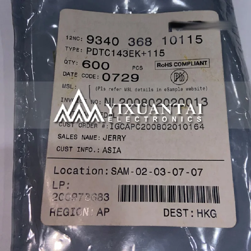 100pcs/Lot     PDTC114YT   T27   PDTC143EK  02    PDTC143ZT  W18   PDTC144ET   E08   SOT23  NEW