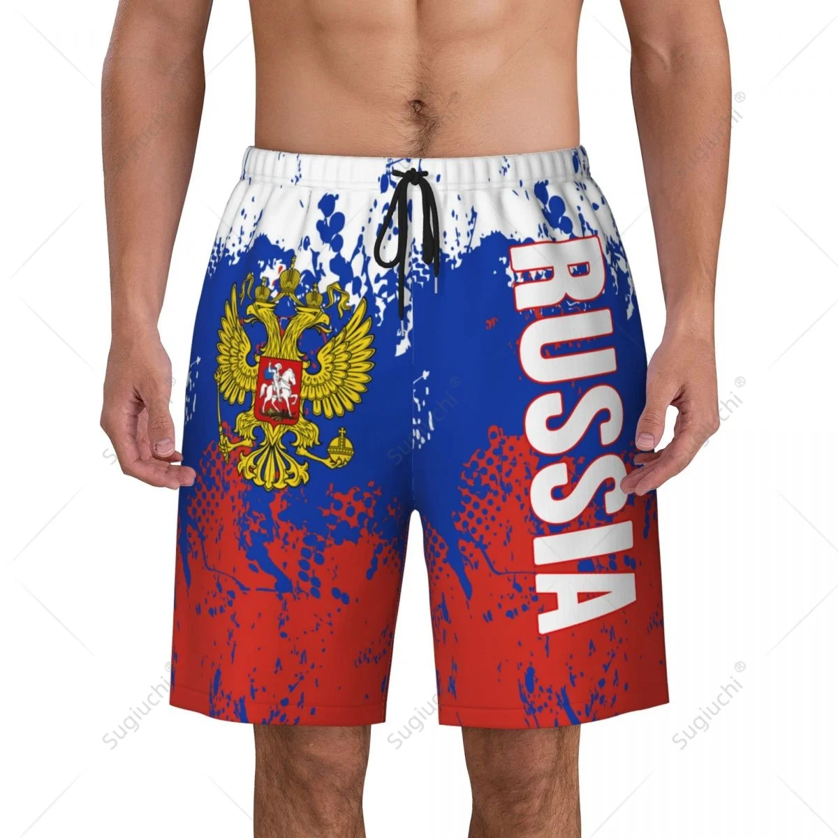 Men's Russia Flag Beach Pants Board Shorts Surfing Boys Soccer Cycling Swimwear Running Polyester