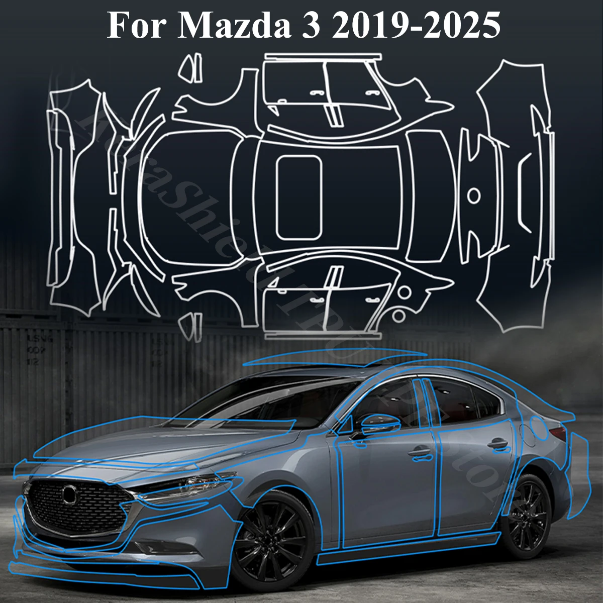 

TPU Car Paint Protection Film For Mazda 3 2019-2025 Anti-Scratch Pre-cut PPF Clear Bra Invisible Cover Repairable Self-adhesive