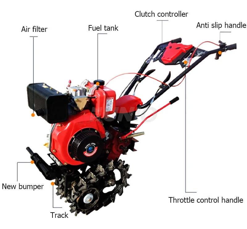 Hot-selling Chain Track Microtiller Cultivator Weeding And Fertilizing Micro Cultivator Double Chain Track Rotary Cultivator