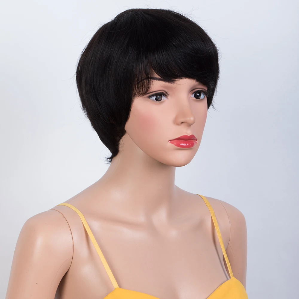 باروكات شعر بشري قصيرة بوب مع الانفجارات قطع عابث شعر مستعار قصير بوب شعر برازيلي مستقيم مصنوع آليًا شعر مستعار للنساء السود شعر مستعار