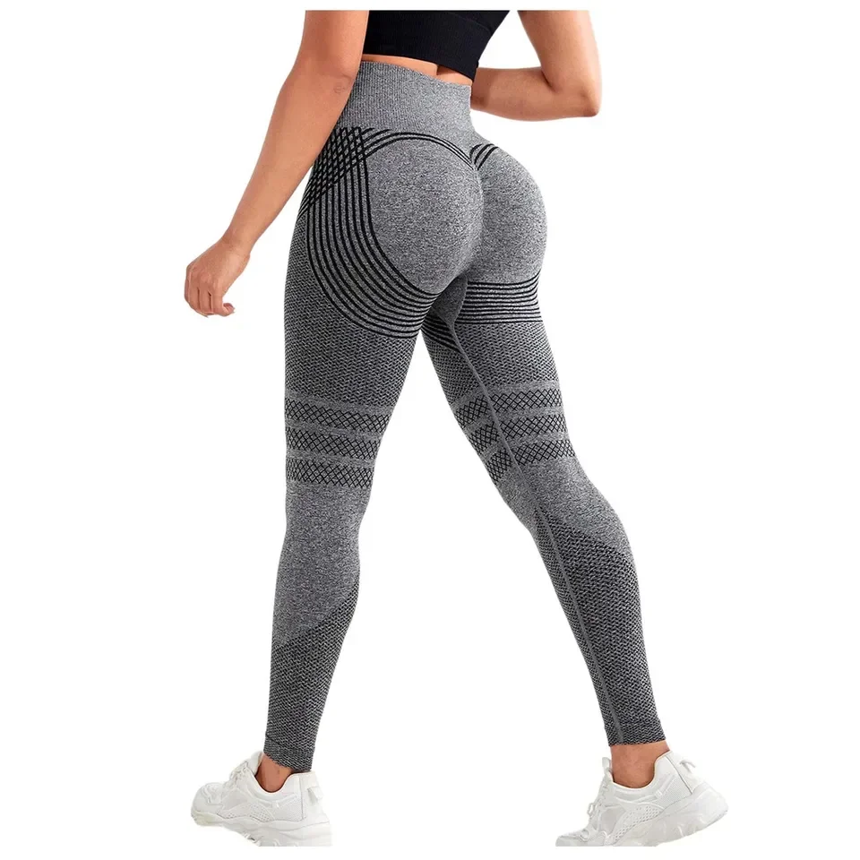 Women's Sports Pants with Sexy Lines Lifting Buttocks Sports Tight Pants High Waisted Elastic Fitness Pants Running Yoga Pants
