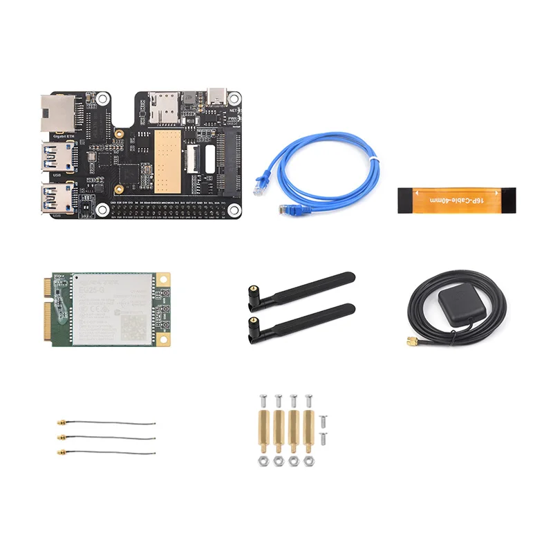 PCIe TO MiniPCIe GbE USB3.2 HAT+, Supports MiniPCIe interface 4G Module, High-speed Networking, Raspberry Pi 5 HAT