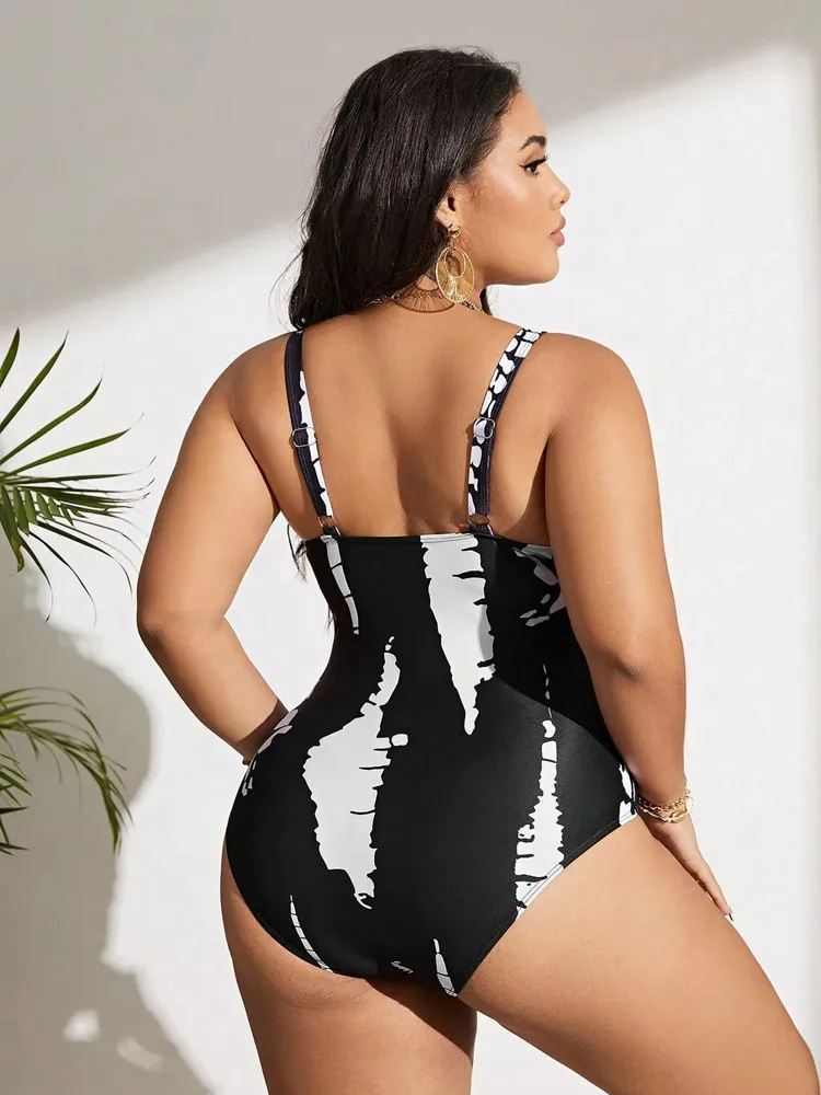 Plus Size Swimsuit Woman One-Piece Bikini Push Up 2024 High Waist Swimwear Women Bathing Suit Beach Swimming Suit Monokini