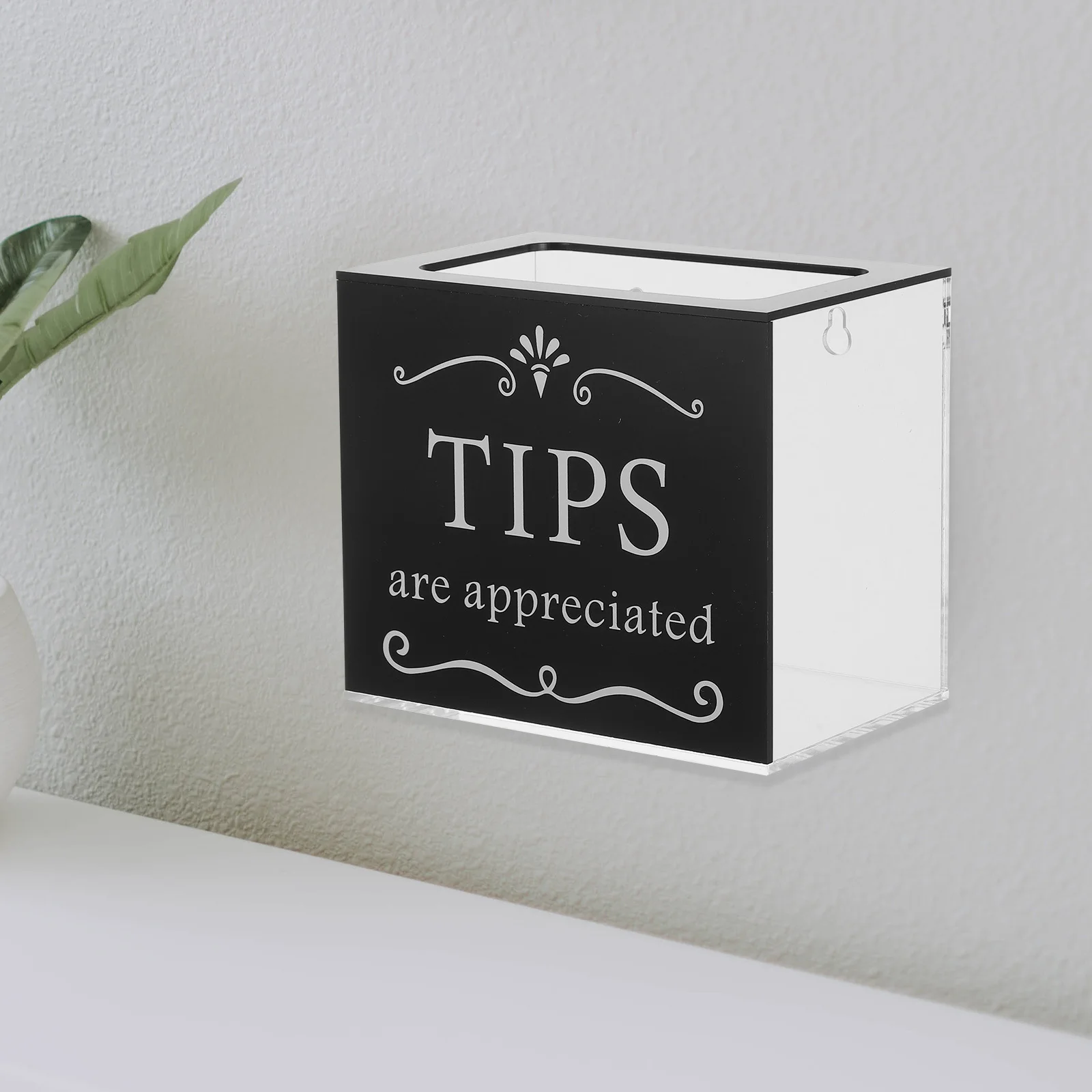 صندوق اقتراحات أكريليك جرة مستطيلة سوداء شفافة للحانات والمقاهي والمطاعم وجمع الأموال وتبرعات الاقتراع النقدية