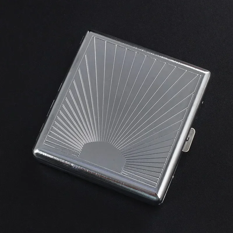 

1pc Engraved Silver Portable Metal Cigarette Case for 20 Cigars Flip Open Storage Box Holder Travel Outdoor Smoking Tools