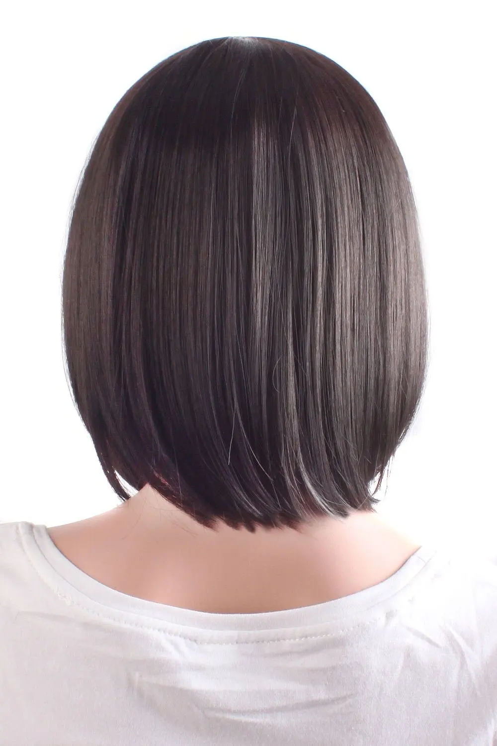 Peluca sintética con flequillo lateral para mujeres negras, corte Bob corto y recto, uso diario, 30 cm/12 pulgadas