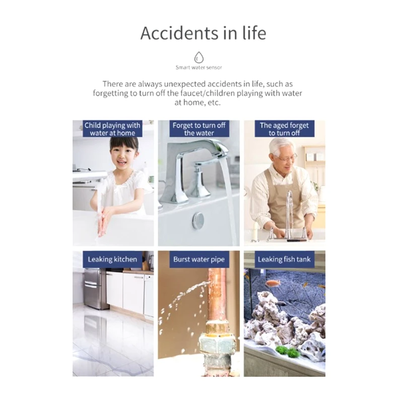 Zigbee TUYA สมาร์ทเครื่องตรวจจับน้ํารั่ว Flood Sensor การตรวจสอบระยะไกลผ่าน Tuya Zigbee Gateway ถังน้ํา Full Alarm