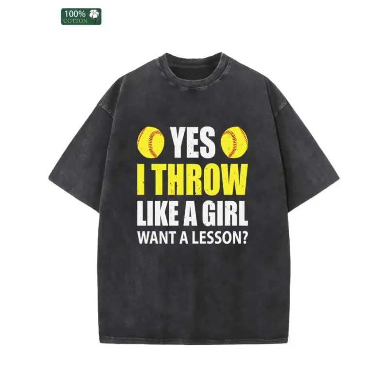 

I Throw Like A Girl T-Shirt Want A Lesson Funny Softball Baseball Graphic Tee Unisex Empowerment Gift