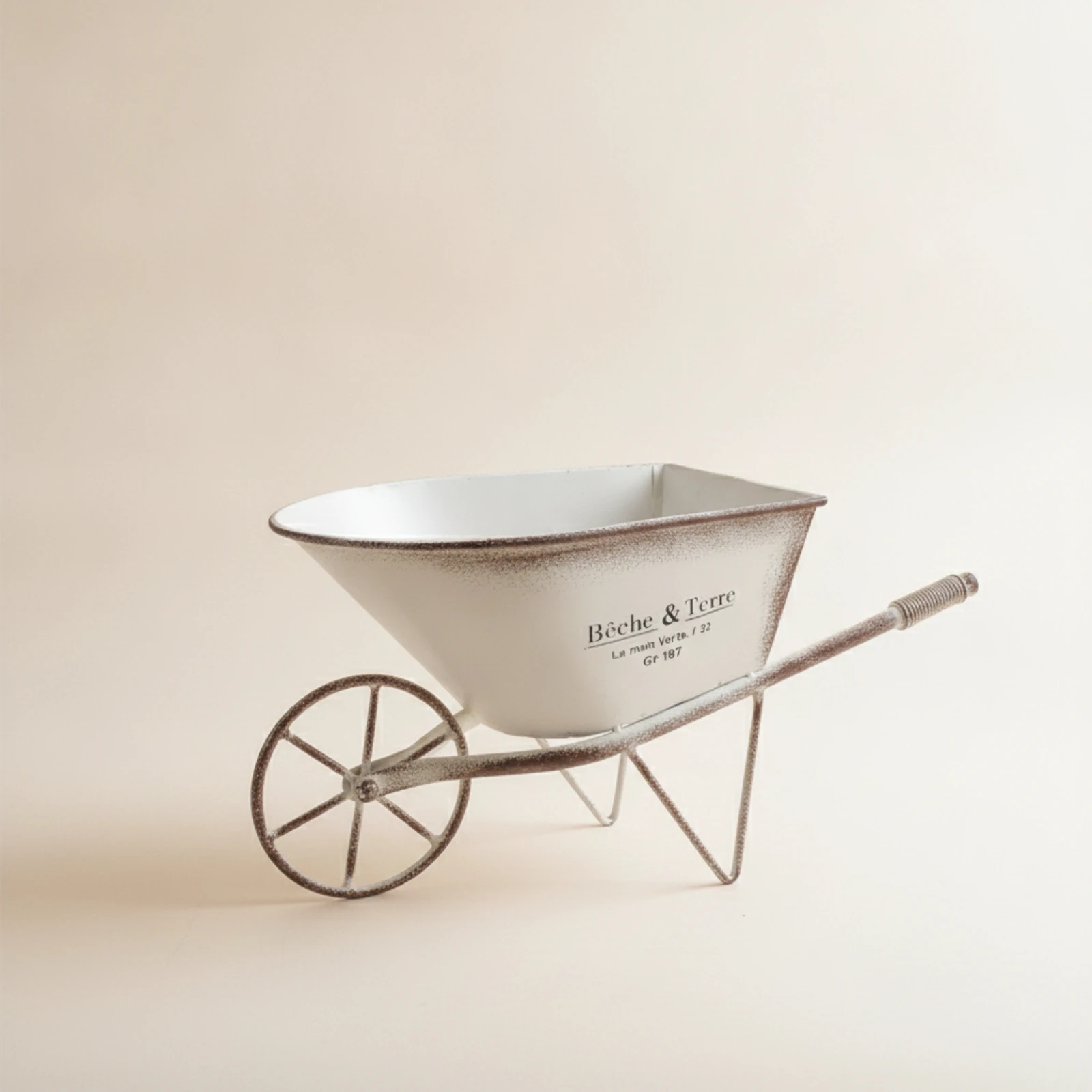 Wheelbarrow Planter with Handle Handles Weathered Wheelbarrow Flower Pot Plant Holder Vintage Compact for Decorators, Desktop