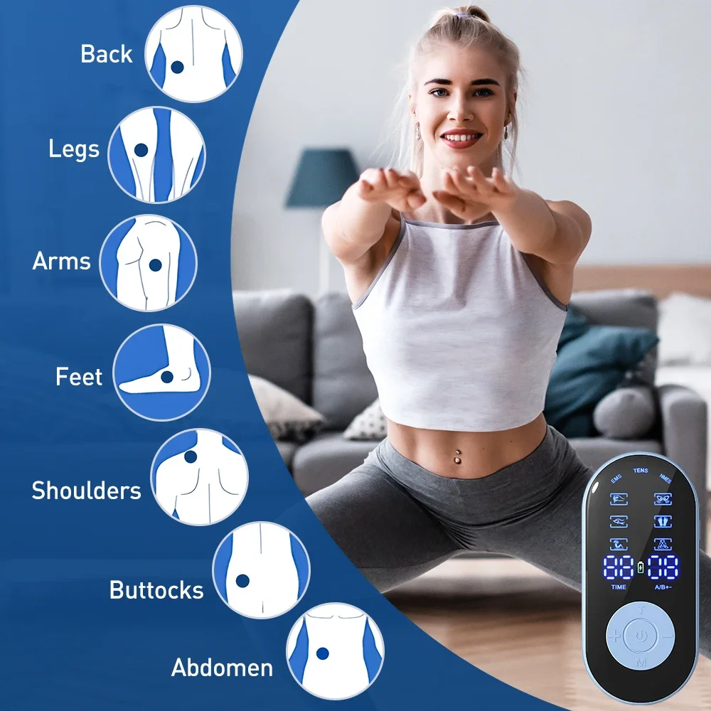 مدلك كهربائي للجسم EMS & NMES & TENS محفز العضلات 18 وضعًا 30 شدة الظهر والرقبة والكتف ومفاصل الركبة مدلك كامل الجسم