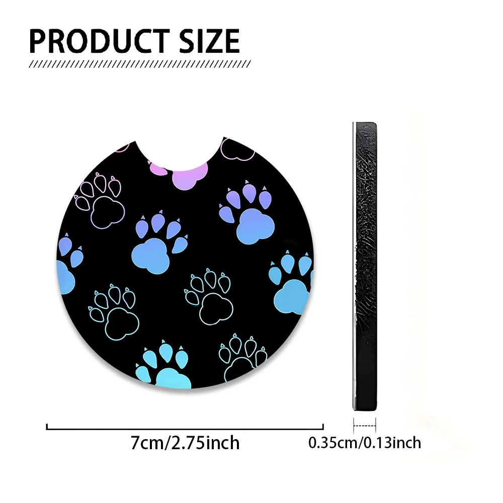Set Of 2 Car Coasters With Cute Puppy Paw Prints - Non-Slip And Shockproof Drink Holders, Paw Print Design Suitable For Suvs, Tr