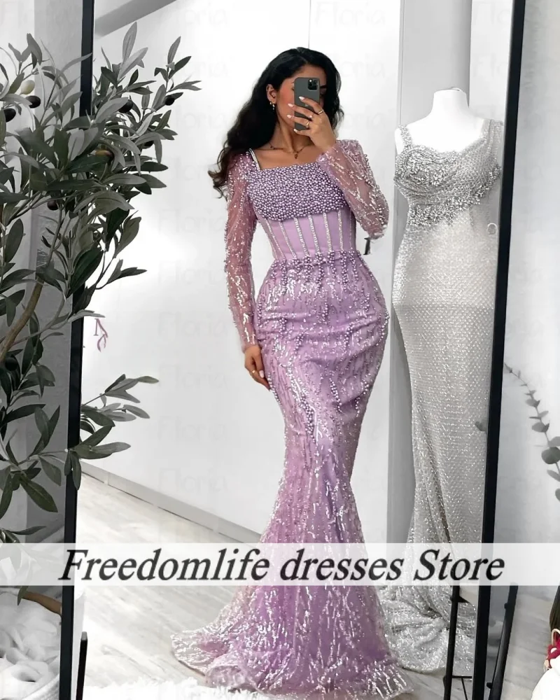 Robe De soirée De forme sirène, tenue De soirée délicate, col carré, longue, personnalisée, pour fête De mariage, robes De bal pour femmes