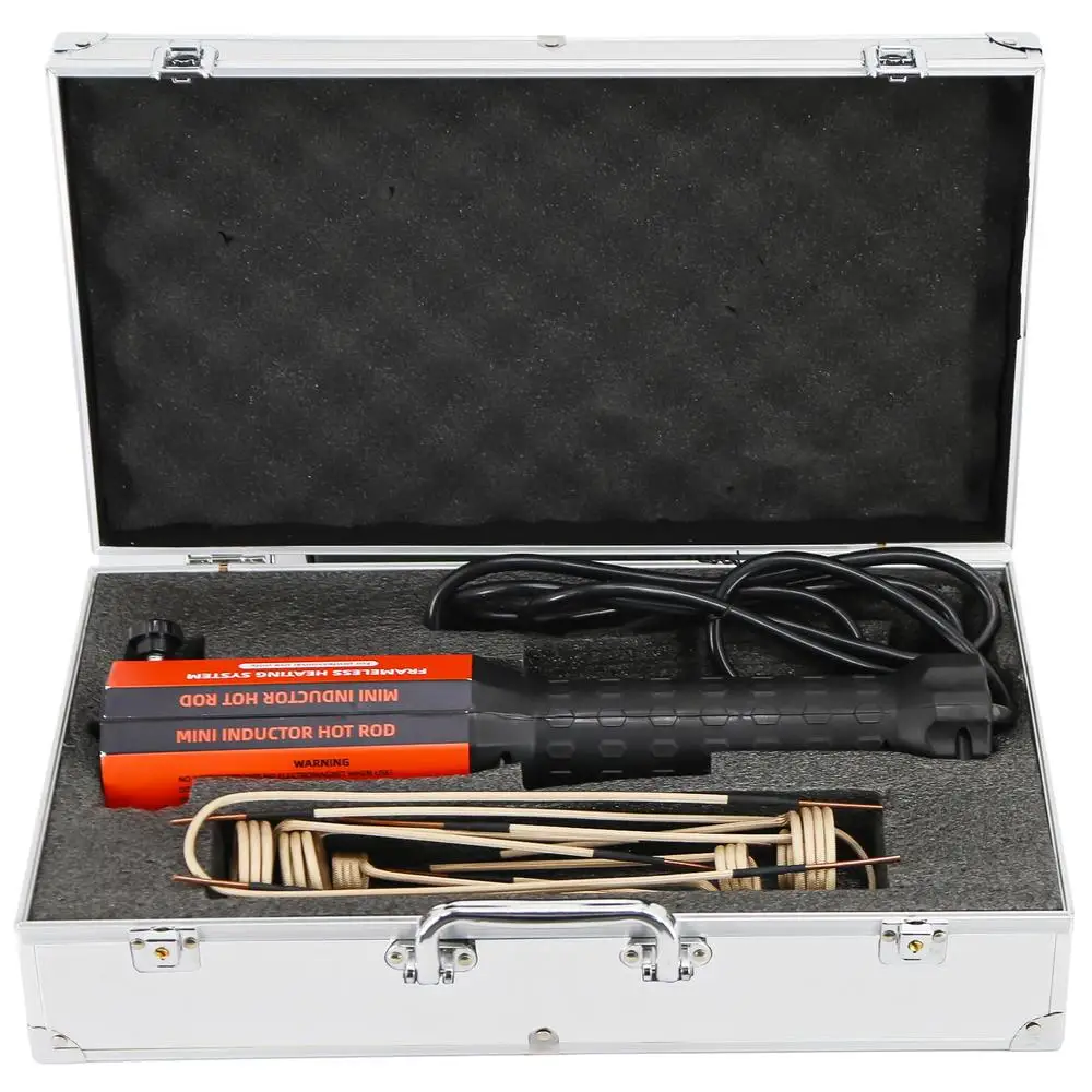 1200W 110V Magnetic Induction Heater Kit 8 Coils Handheld Rusty Screw Remover LED Lights Cooling Fan Rust Removal Tool Kit Safe