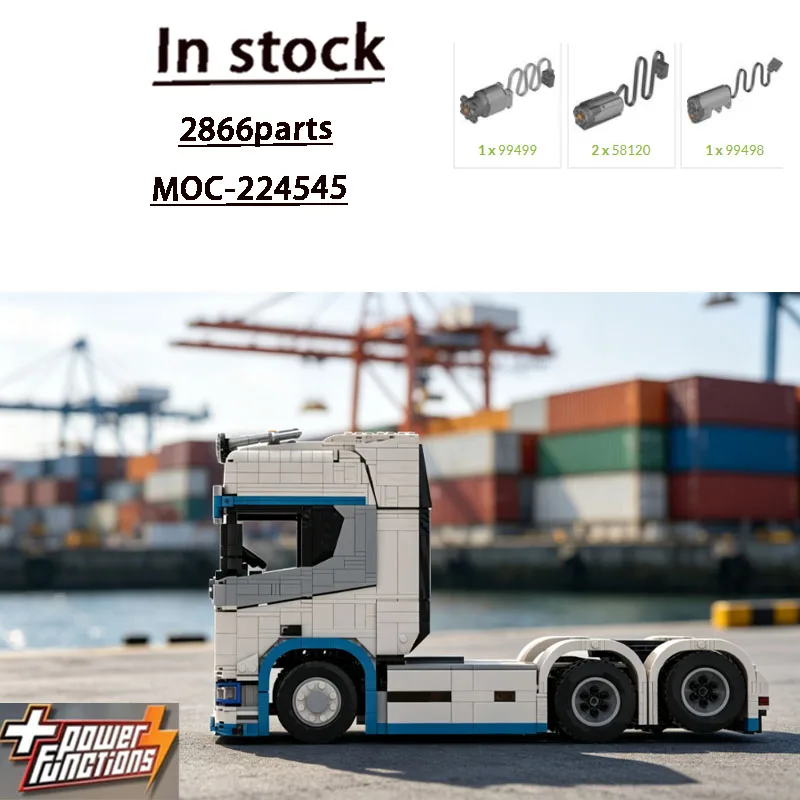 Building Blocks MOC-224545 City Cargo Transport 6X2 Semi-Trailer Truck Building Model 2866 Parts Birthday New Year Toy Gift