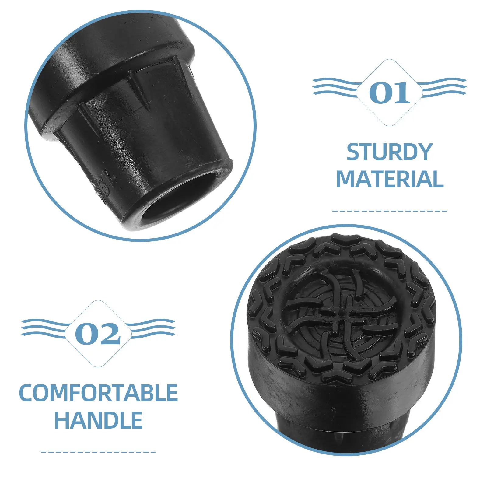 10Pcs Antislip Wear-Resistant Rubber Cane Tips Universal Fit Walking Stick Crutch Bottom Replacement Shock Absorbing Traction