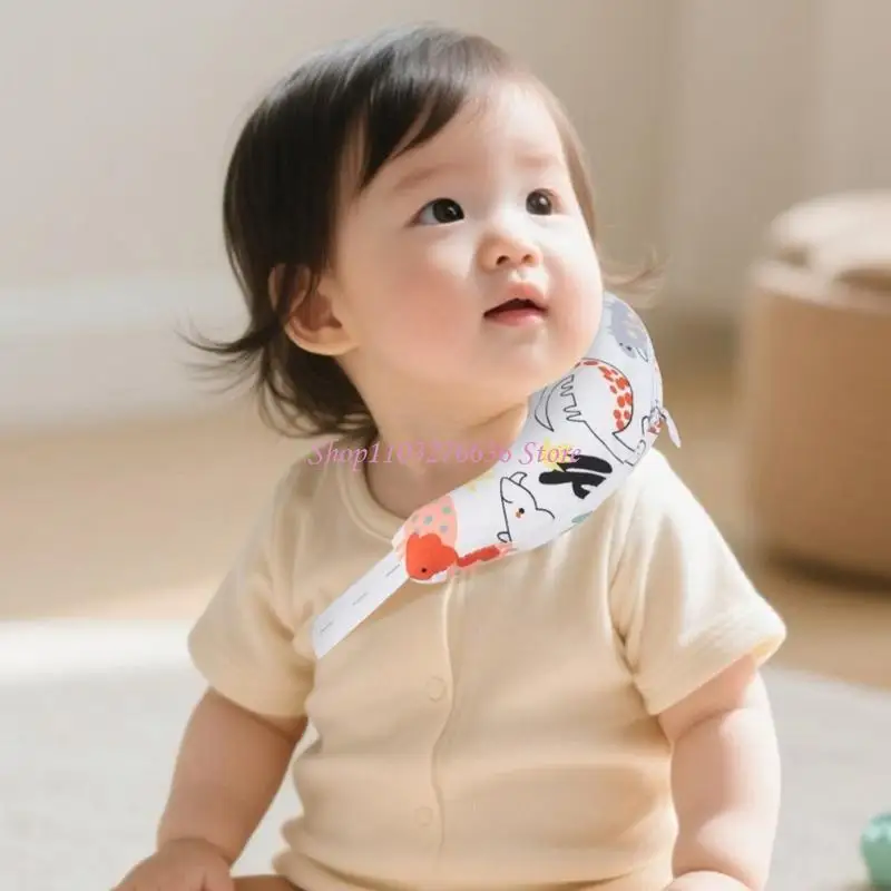 R6FD Cartoon Pattern Sleep Comfort Nursery Pillow Cotton Baby Pillow with Ergonomic Neck Support Breathable for Newborns