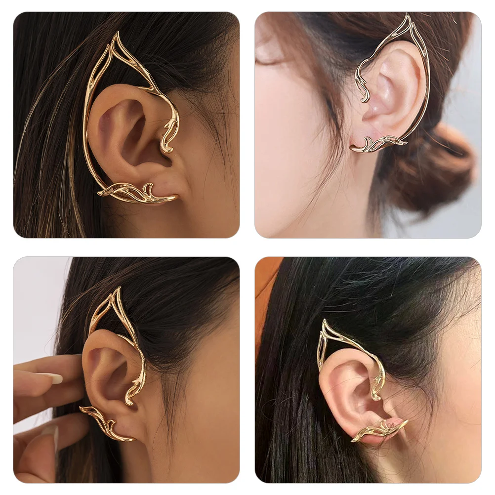 

1Pair Geometric Ear Cuffs Lightweight Alloy Non Piercing Ear Wrap Earrings Elegant for Women Fairy Fashion Jewelry