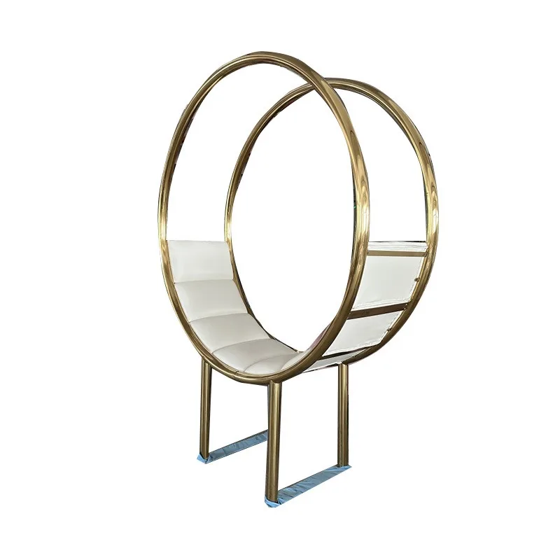 Wedding stainless steel ring arch sofa, European round background decorative flower stand outdoor sofa