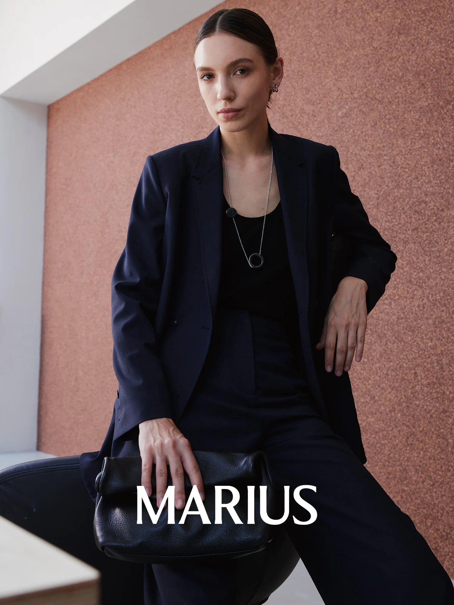 

MARIUS Classic Houtooth Wool Blend Double Breasted Suiting for Commuting Women's Faion Autumn Season Casual Wear