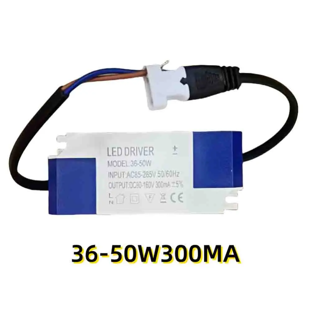 Power Adapter 36-50W Constant Current LED Driver for Indoor Lighting Systems with DC90-160V 300mA Output and AC85-265V Input