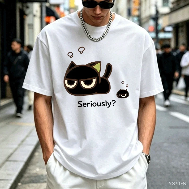 Seriously Cat Sweatshirt Pullover Crew Neck Sweatshirt Fashion Men's Women's Casual Hoodie Streetwear Y2k Clothing Tops