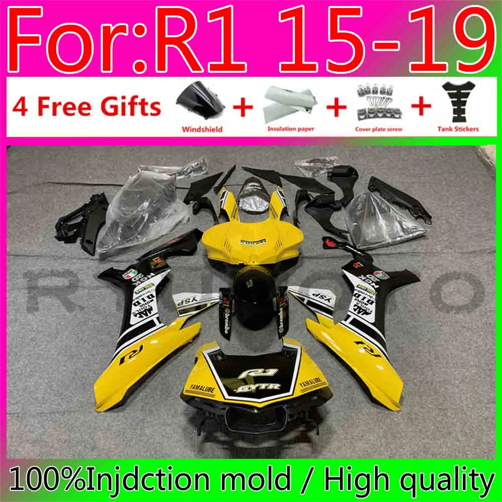 

New ABS Whole Fairing Kit 100% Fitment For Yamaha YZFR1 2015 2016 2017 2018 2019 YZF R1 15 16 17 18 19 YZF1000 Fairings