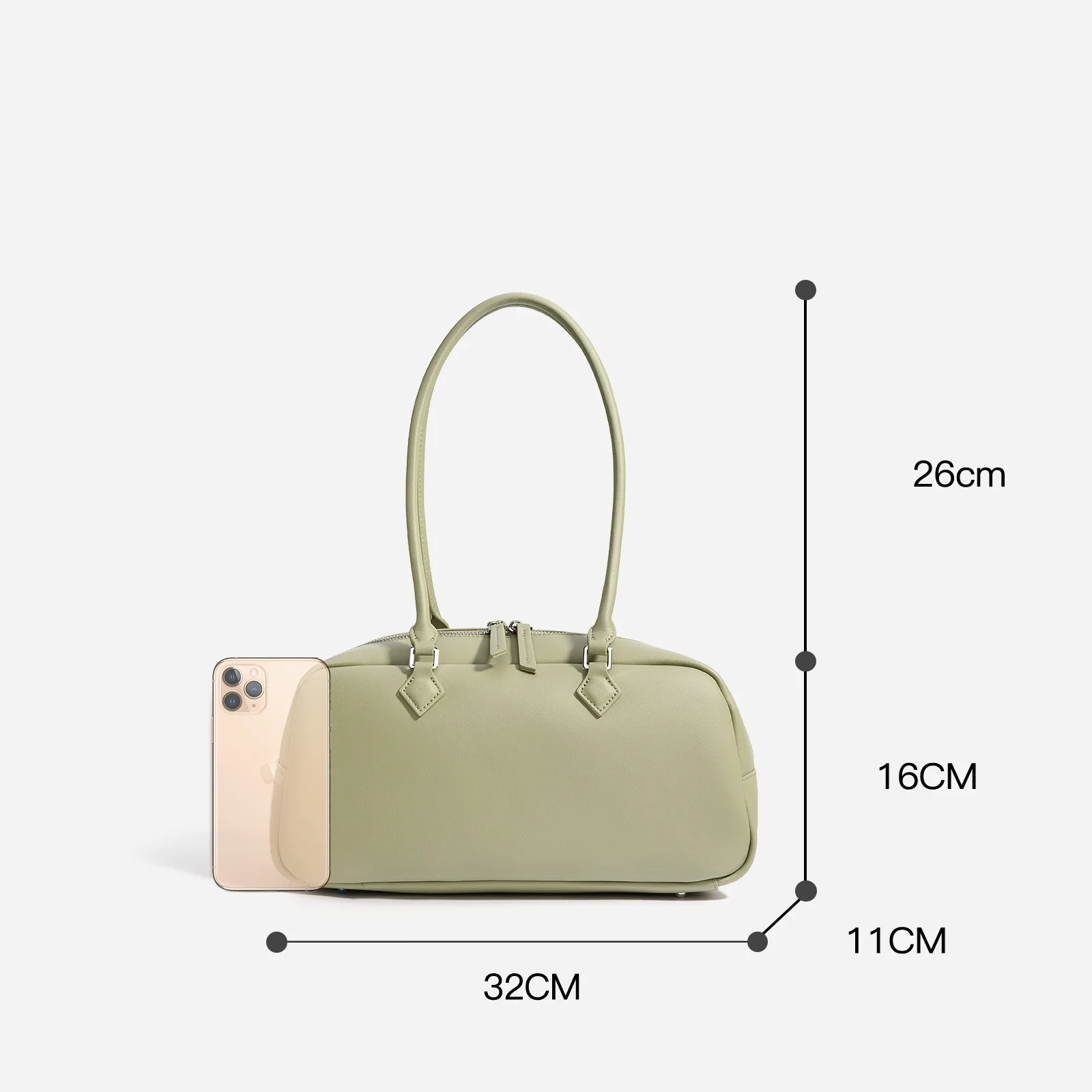 Macaron Color Genuine Leather TOTE Bowling Handbag For Women Large Capacity Versatile Shoulder Bag Fashion Armpit Underarm Bags