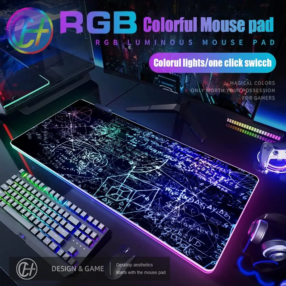 

HD HYBXAXC Equation Large Mouse Pad Pc Gamer Math Chemistry Physics RGB Gaming Mouse Pad Desk Mat HD Gamer Large LED Light XXL