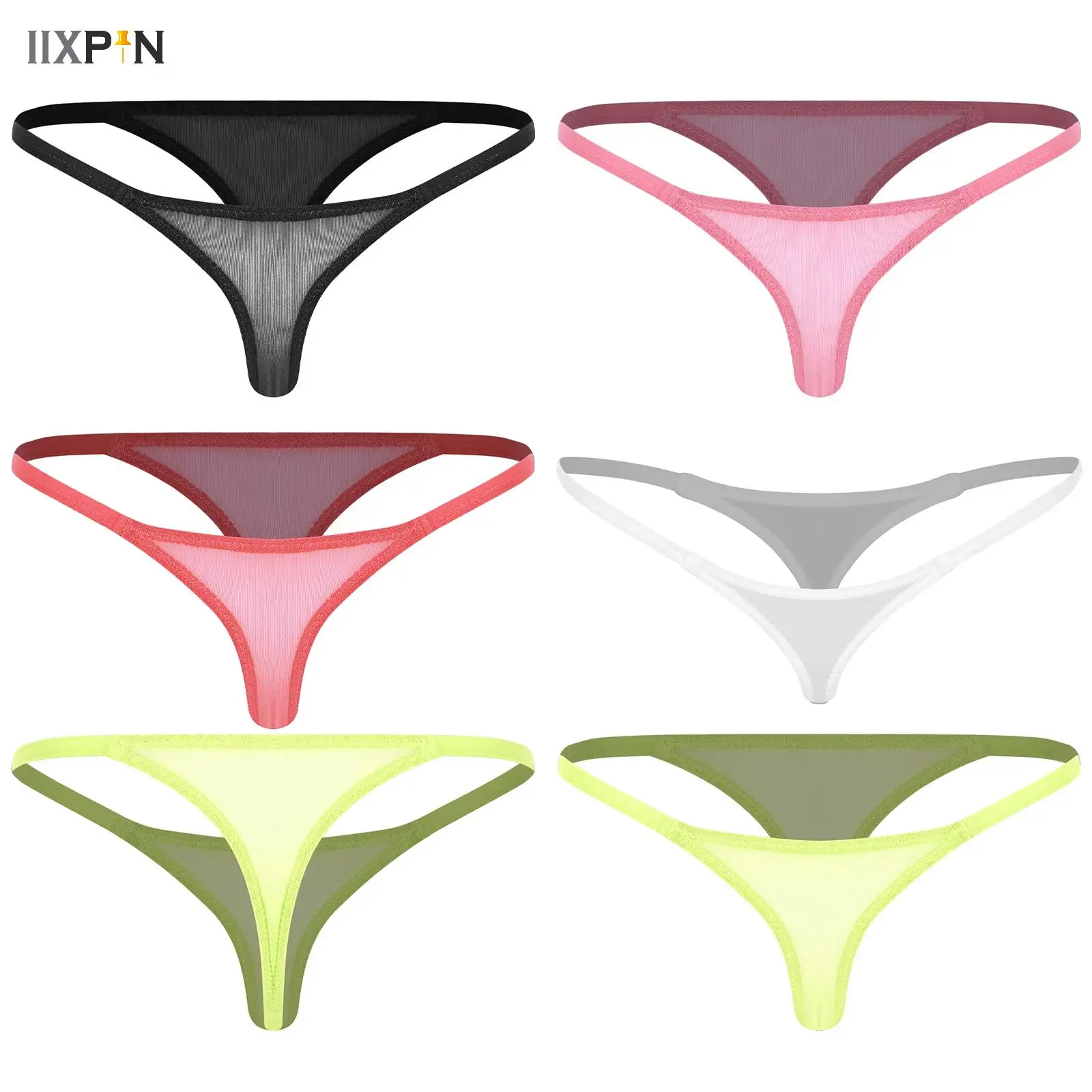 

Womens Mesh Thong Panties Low Waist Elastic Band T-back Underwear Mini Bikini Briefs Female See Through G-string Underpants