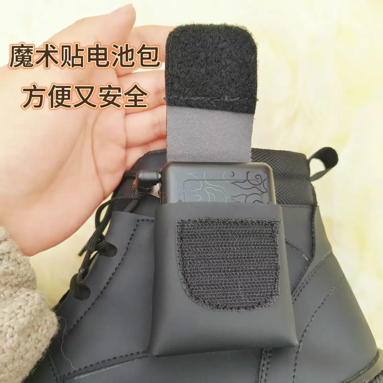 Heated outdoor cotton boots, rechargeable velvet high-top cotton shoes, antifreeze, waterproof, non-slip, warm and constant