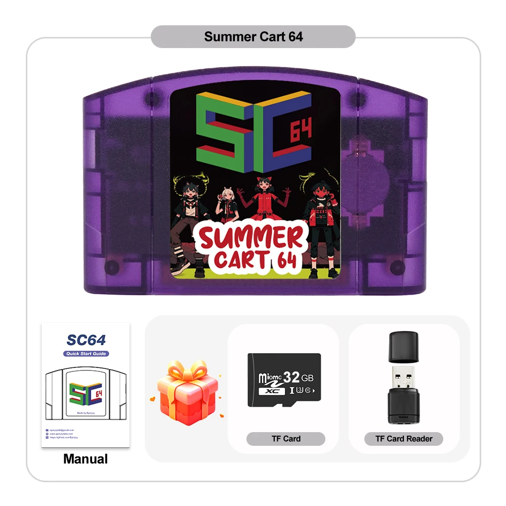 SC64 5400 in 1 N64 Game Cartridge Open Source Card with 32GB Card