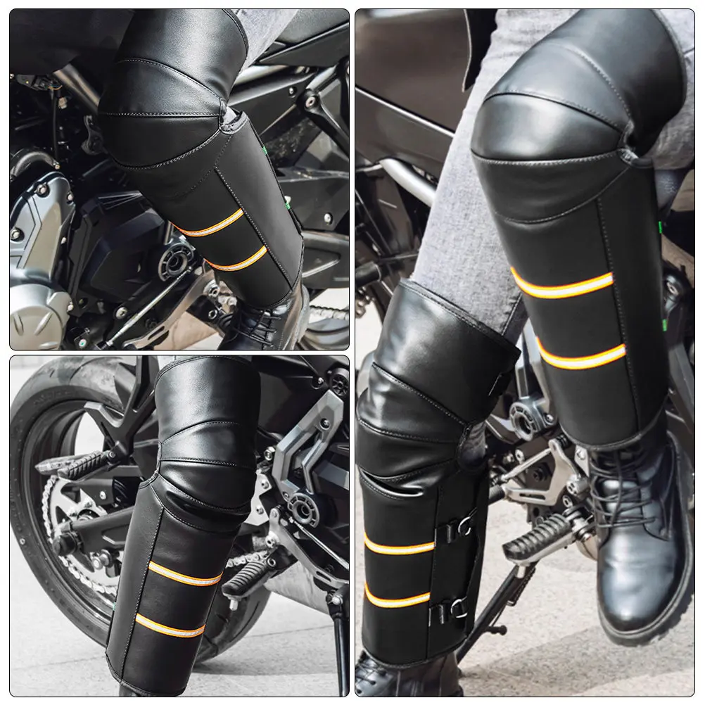 2Pcs Motorcycle Warm Knee Pads with Reflective Strips Windproof Waterproof Winter Riding Protective Guards for Skiing Skating