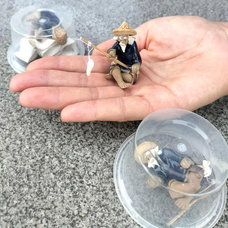 1Pcs Fairy Garden Home Decoration Ceramics Fisherman Boat Figurines For Aquarium Fish Tank Lanscape Bonsai Rockery Ornament