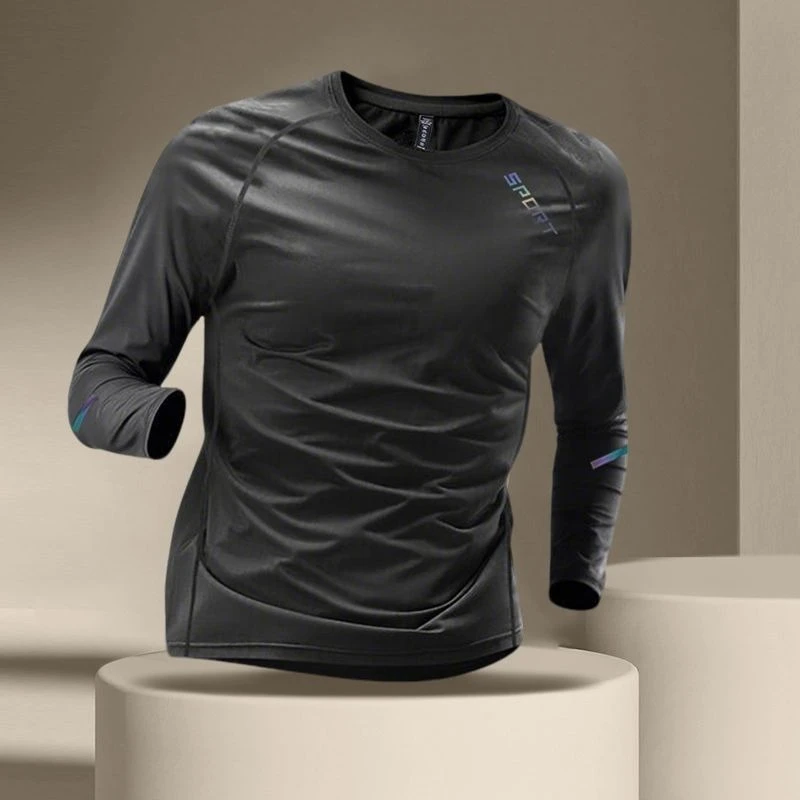 Men's Quick Dry White Long Sleeve T-Shirt High Elastic Gym Fitness Basketball Running Training Base Layer Sportswear Top